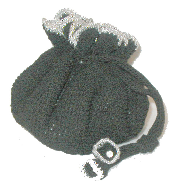 Vintage Black & Silver Drawstring Bag