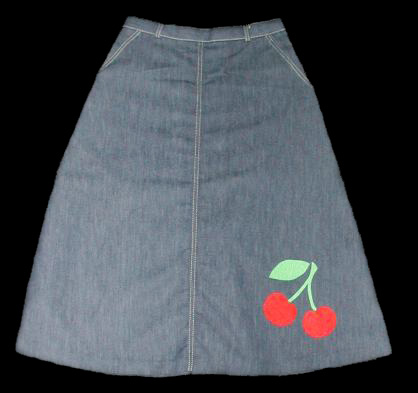 ReVamped Denim Cherry Skirt