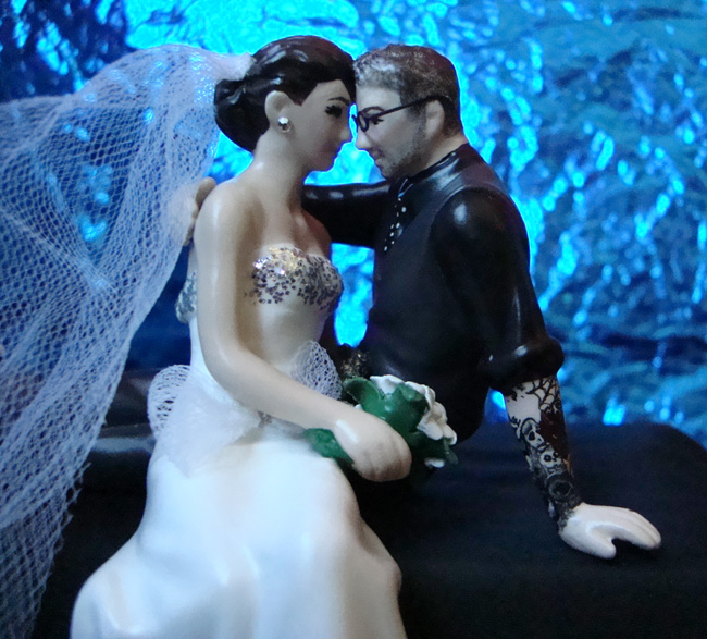 Custom Cake Topper with Groom Tattoos