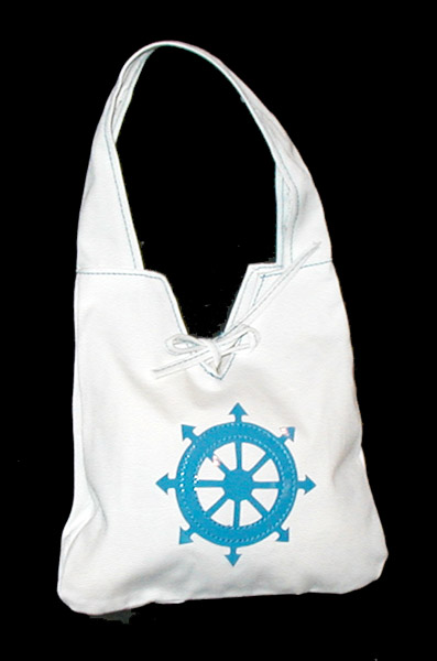 White Ship's Wheel Sailor Bags